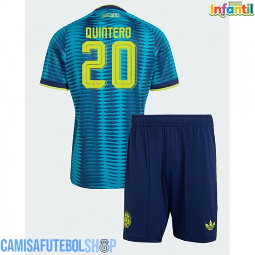 Camisa de time de futebol Colômbia Juan Fernando Quintero #20 Replicas 2º Equipamento Infantil Mundo 2026 Manga Curta (+ Calças curtas)